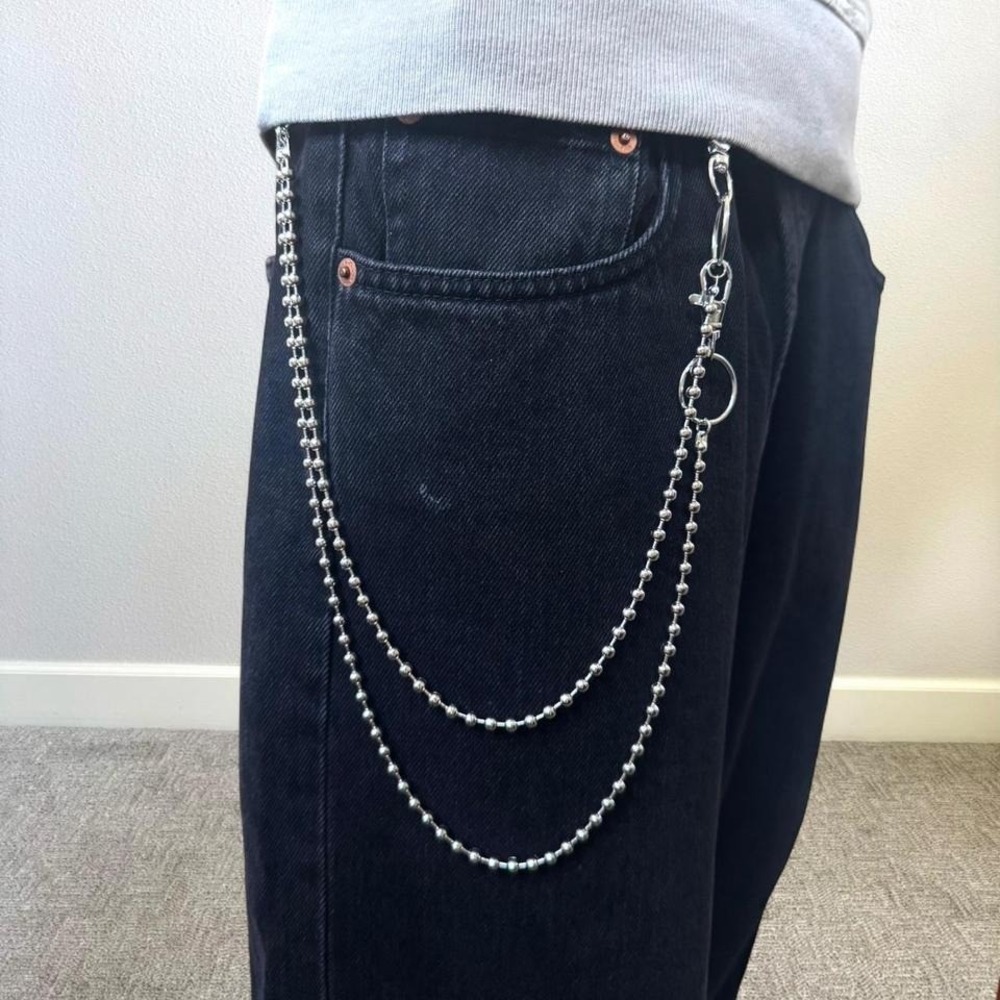 Silver double chain belt